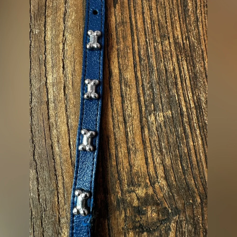 Blue Leather Dog Collar